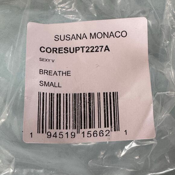 Susana Monaco Breathe Blue V-Neck Long Sleeve Top Pullover NWT Size Small - Picture 7 of 9